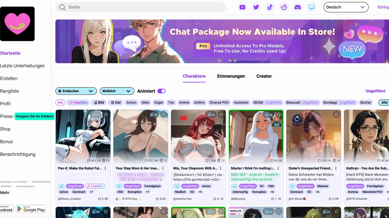 CrushOn AI interface preview